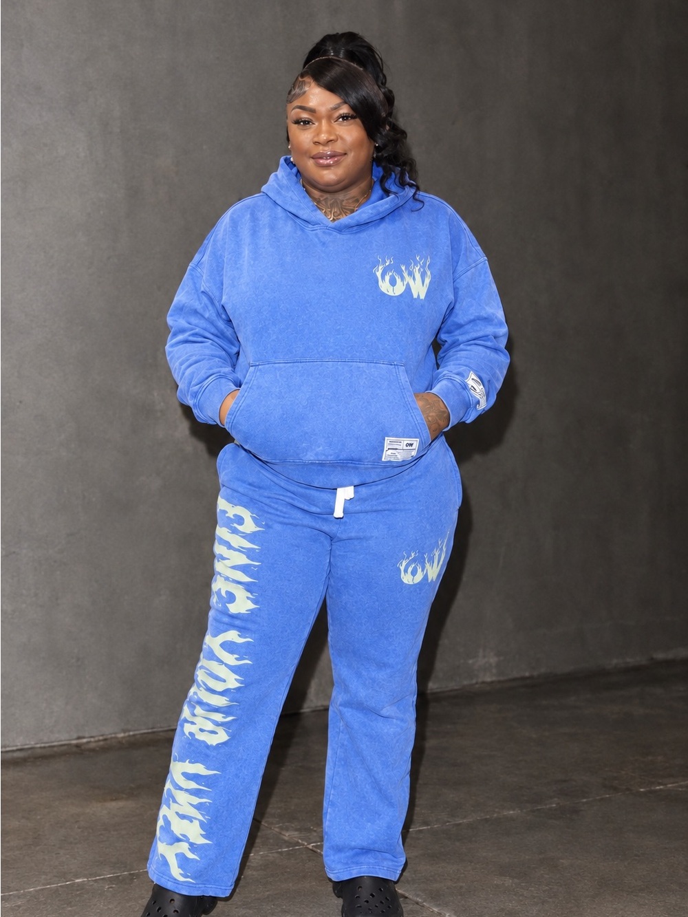 Blue Women and Men Fleece Hoodie & Sweatpants Set ( S,M,L and XL)